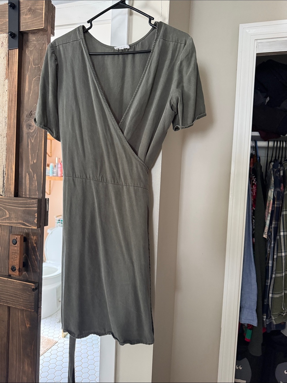 VETTA Olive Wrap Mini Dress. Reversible